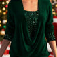 🏆2025 Christmas Hot Sale 54% OFF⚡Sequin Loose Smocked Fake Two-Piece Top
