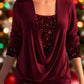 🏆2025 Christmas Hot Sale 54% OFF⚡Sequin Loose Smocked Fake Two-Piece Top