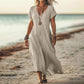 2025 Summer V Neck Short Sleeve Casual Lightweight Boho Dress
