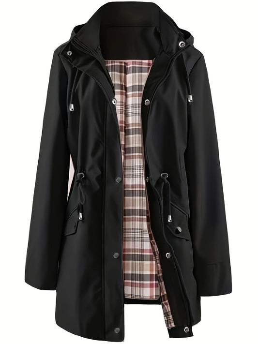 🧥LAST DAY SALE 50% OFF🌧️Waterproof and Windproof Hooded Drawstring Waist-Cinching Zipper Windbreaker