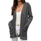 2025 Autumn Women's Solid Colour Pocket Knitted Cardigan