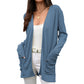 2025 Autumn Women's Solid Colour Pocket Knitted Cardigan