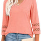 2025 New Women‘s 3/4 Length Sleeve Tops Trendy V Neck T Shirts