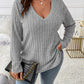 ⏳Limited time offer🔥Women’s Plus‑Size V‑Neck Pullover Top — Soft Brushed Ribbed‑Knit | Loose Curve‑Flattering Fit