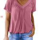 🎁Hot Sale 50% OFF⏳Women's Casual Pleated V-Neck Short-Sleeve Top