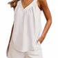 ✨Summer Hot Sale 🔥Women's Solid Colour Loose V-Neck Sleeveless Top Pocket Shorts Set