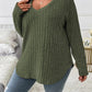 ⏳Limited time offer🔥Women’s Plus‑Size V‑Neck Pullover Top — Soft Brushed Ribbed‑Knit | Loose Curve‑Flattering Fit