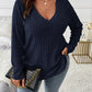 ⏳Limited time offer🔥Women’s Plus‑Size V‑Neck Pullover Top — Soft Brushed Ribbed‑Knit | Loose Curve‑Flattering Fit