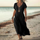 2025 Summer V Neck Short Sleeve Casual Lightweight Boho Dress