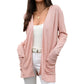 2025 Autumn Women's Solid Colour Pocket Knitted Cardigan