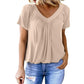 🎁Hot Sale 50% OFF⏳Women's Casual Pleated V-Neck Short-Sleeve Top