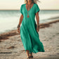 2025 Summer V Neck Short Sleeve Casual Lightweight Boho Dress