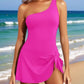 ⛱️Last Day Sale 49% OFF🔥Women One Piece Swim Dress One Shoulder Swimsuit With Skirt