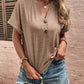 Women's Dailywear Casual Button Pullover V-Neck Short Sleeve Shirt