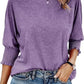 ⏳ Limited Time 50% Off!💐Women's Round Neck Smocked Cuff Dolman Sleeve Top