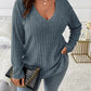 ⏳Limited time offer🔥Women’s Plus‑Size V‑Neck Pullover Top — Soft Brushed Ribbed‑Knit | Loose Curve‑Flattering Fit