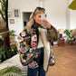 Women's Winter Vinatge Warm Floral Printed Loose Coat