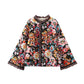 Women's Winter Vinatge Warm Floral Printed Loose Coat