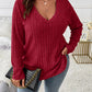 ⏳Limited time offer🔥Women’s Plus‑Size V‑Neck Pullover Top — Soft Brushed Ribbed‑Knit | Loose Curve‑Flattering Fit