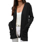 2025 Autumn Women's Solid Colour Pocket Knitted Cardigan