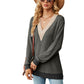 Lace V-neck Collision Split Loose Long Sleeve T-Shirt