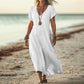2025 Summer V Neck Short Sleeve Casual Lightweight Boho Dress