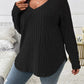 ⏳Limited time offer🔥Women’s Plus‑Size V‑Neck Pullover Top — Soft Brushed Ribbed‑Knit | Loose Curve‑Flattering Fit