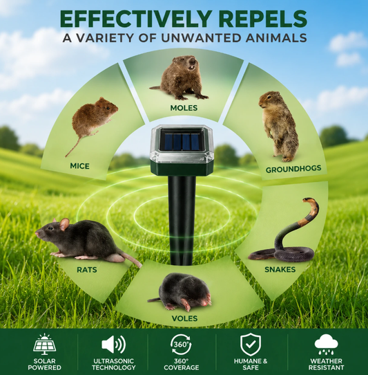 🌸Summer Sale 50% OFF☘️Solar Powered Waterproof Screw Mole Repellent