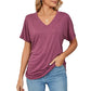 💕Big Promotion- 50% OFF🌷V-Neck Solid Color Loose Ladies Tops