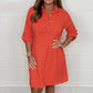 ⏳ Limited time 50% OFF💥Plus Size Shirt Dress With Rolled Up Sleeves And Pockets