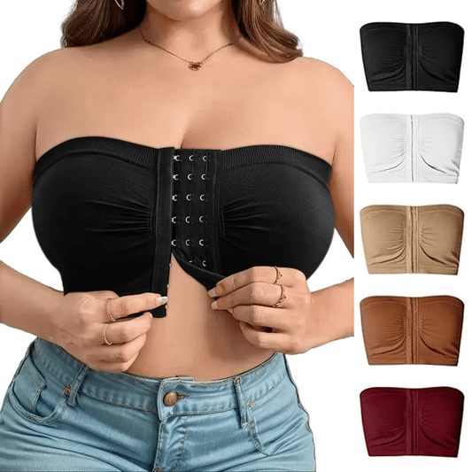 🔥Plus Size Strapless Front Buckle Breathable Bra