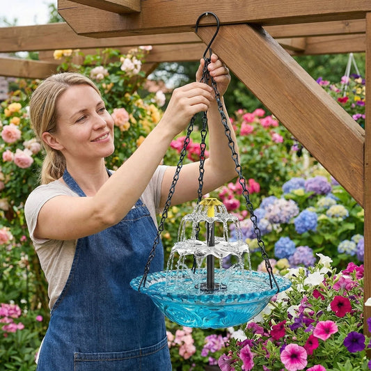 🌸Spring Promotion--Solar Powered Hanging Bird Bath Fountain
