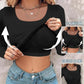 🔥Built-in Bra Long Sleeve Ribbed Top Shirts Elegant Skinny Fit Fabric💥