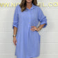 ⏳ Limited time 50% OFF💥Plus Size Shirt Dress With Rolled Up Sleeves And Pockets