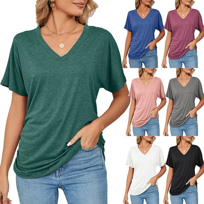 💕Hot Sale - 49% OFF🌷V-Neck Solid Color Loose Ladies Tops