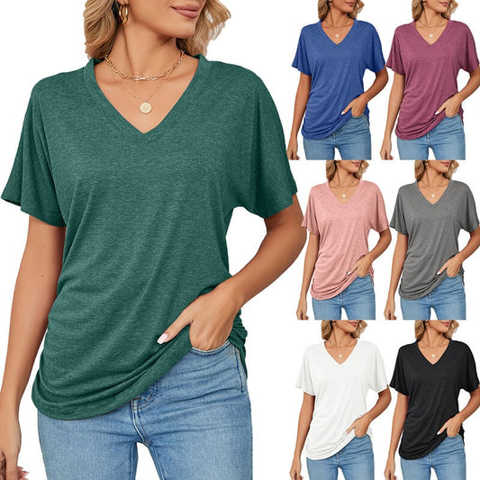💕Hot Sale - 49% OFF🌷V-Neck Solid Color Loose Ladies Tops