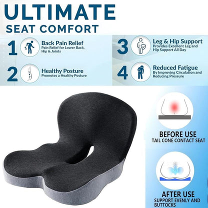 🪑 LIMITED-TIME 50% 🛡️ Non-Slip Memory Foam Seat Cushion for Car & Office – Ergonomic pain relief & breathable mesh – Universal fit, relieves back & tailbone pressure – perfect for long drives or desk work ✨
