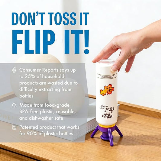 ✅ Flip & Flow! Bottle Emptying Caps 💧 - 6 Bottle Pack - Comes with Adapters for Any Screw Cap Size 🎯
