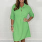 ⏳ Limited time 50% OFF💥Plus Size Shirt Dress With Rolled Up Sleeves And Pockets