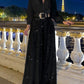 Elegant long-sleeved blouse and wide sequinned jumpsuit trousers(free belt)