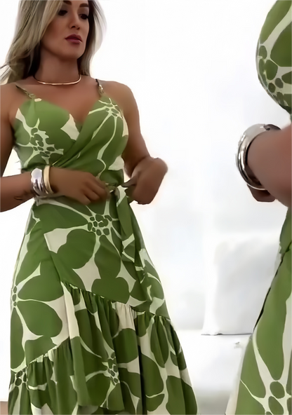 💖LAST DAY PROMOTION - 50%OFF💖Women's Casual Resort Print Gathered Tunic Dress