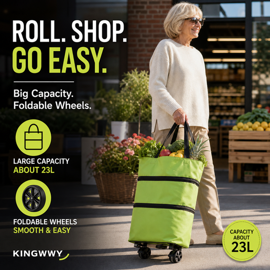 BIG SALE 50%OFF🛍️2-in-1 Foldable Shopping Cart – Carry More, Roll Easier