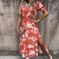 🌸2024  New Plus Size Elegant V-Neck Floral High Waist Split Dress