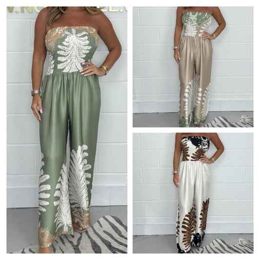 Women’s Sexy Summer Print Loose Fit Strapless Jumpsuit