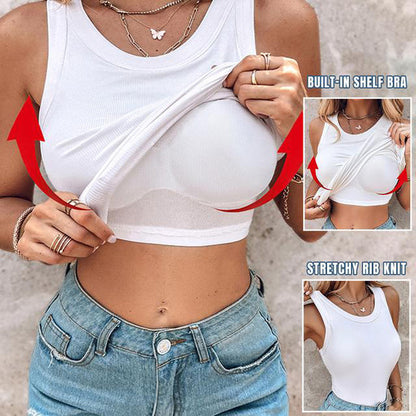 ✨Hot Sale 49% OFF✨Women's Ribbed Stretchy Tank Top with Shelf Bra