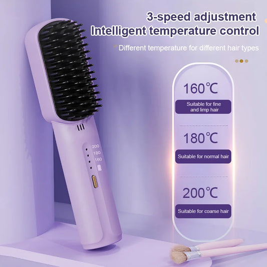 Negative ions do not hurt hair-Portable cordless mini hair straightening comb