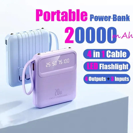 ✨45% off✨20000mAh Portable Charger with 4 Built-in Cables