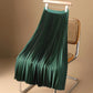Solid Color Pleated A-Line Knee Skirt