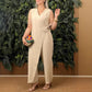 🔥Hot Sale 49% OFF✨Women's Solid Color Casual V-Neck Tied Jumpsuit