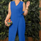 🔥Hot Sale 49% OFF✨Women's Solid Color Casual V-Neck Tied Jumpsuit